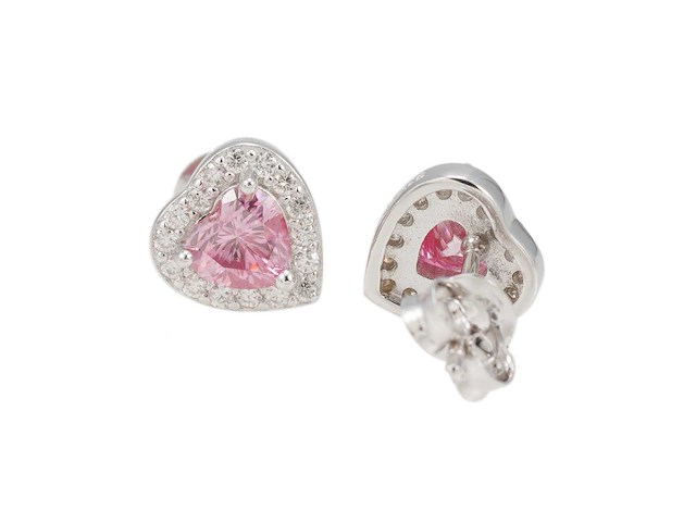 Roze oorbellen met hart design - afbeelding 7 van  7