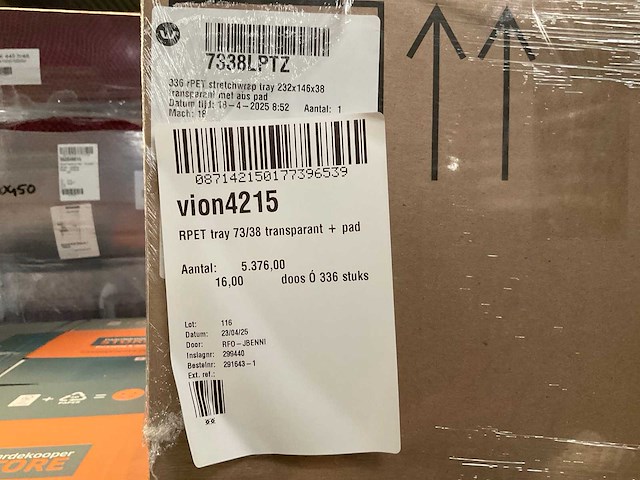Rpet trays 73/38 transparant + pad (5376x) - afbeelding 1 van  2