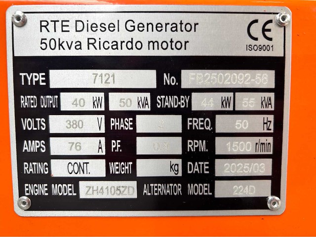 Rte - 2025 - 7121 - 50 kva noodstroomaggregaat 400v - afbeelding 20 van  27