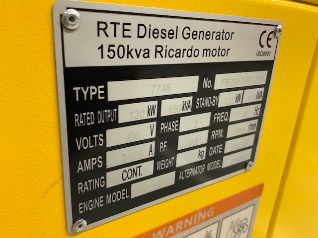 Rte - 2025 - 7748 - 150kva noodstroomaggregaat 400v - afbeelding 7 van  7
