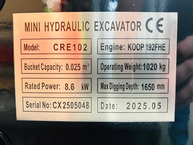 Rte - 2025 - cre102 - minigraafmachine 1020kg - afbeelding 22 van  29
