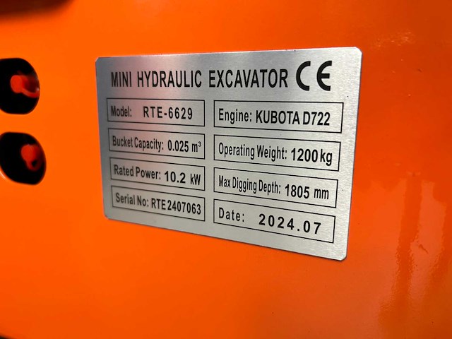 Rte - 2025 - cre120 - minigraafmachine kubota euro 5 - afbeelding 6 van  36