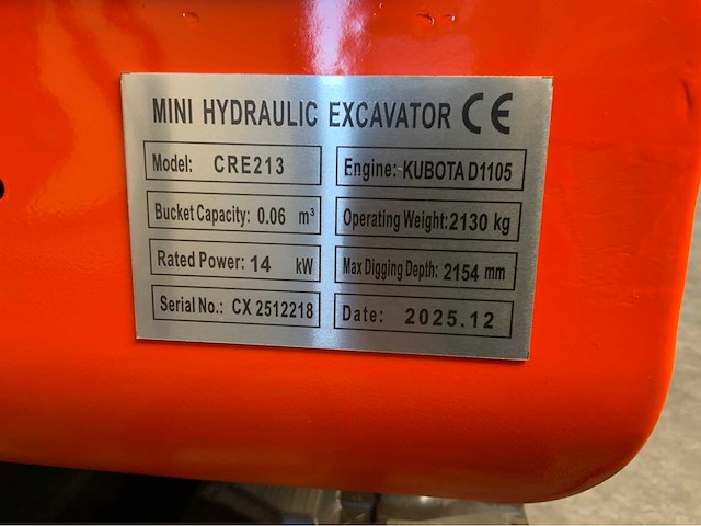 Rte - 2025 - cre213 - minigraafmachine kubota euro 5 met cabine - afbeelding 18 van  31