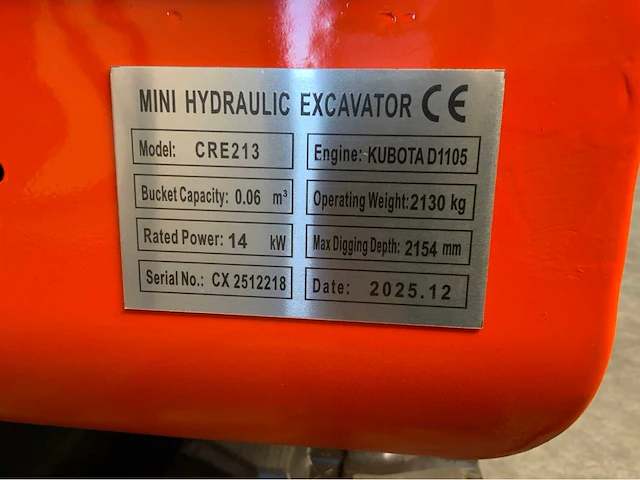 Rte - 2025 - cre213 - minigraafmachine kubota euro 5 met cabine - afbeelding 19 van  39