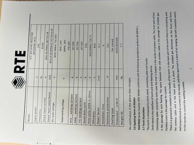 Rte - 2025 - mig200m 7675 - mig lasapparaat - afbeelding 3 van  13
