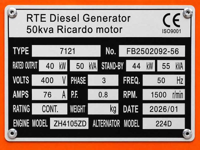 Rte - 2026 - 7121 - 50 kva noodstroomaggregaat 400v - afbeelding 3 van  23