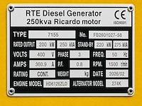Rte - 2026 - 7155 - 250 kva noodstroomaggregaat 400v - afbeelding 2 van  3