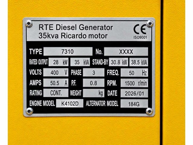 Rte - 2026 - 7310 - 35 kva noodstroomaggregaat 400v - afbeelding 19 van  24