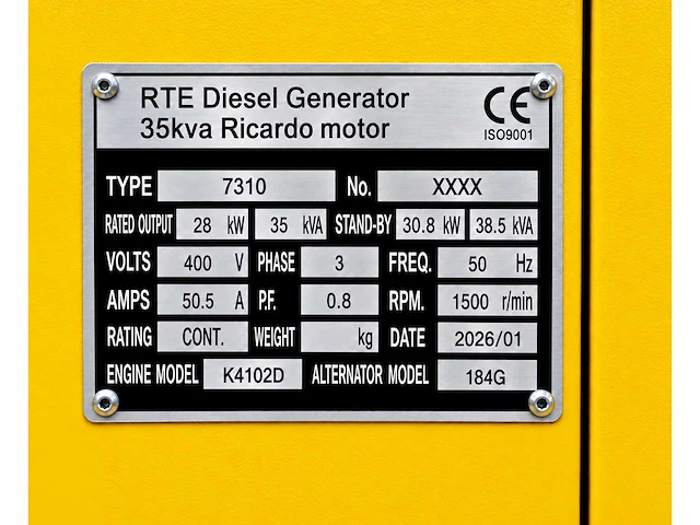 Rte - 2026 - 7310 - 35 kva noodstroomaggregaat 400v - afbeelding 8 van  25