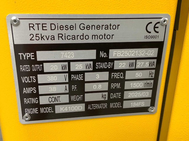 Rte - 2026 - 7423 25kva - noodstroomaggregaat - afbeelding 1 van  2