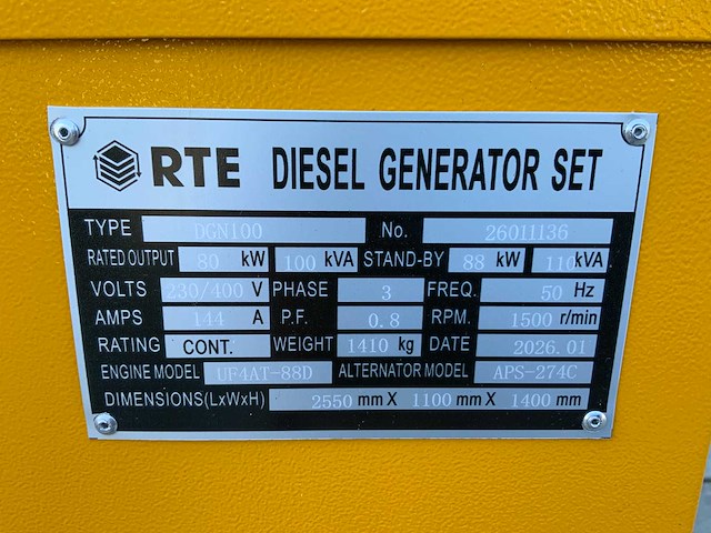 Rte - 2026 - dgn100 - noodstroomaggregaat 100kva - afbeelding 4 van  21