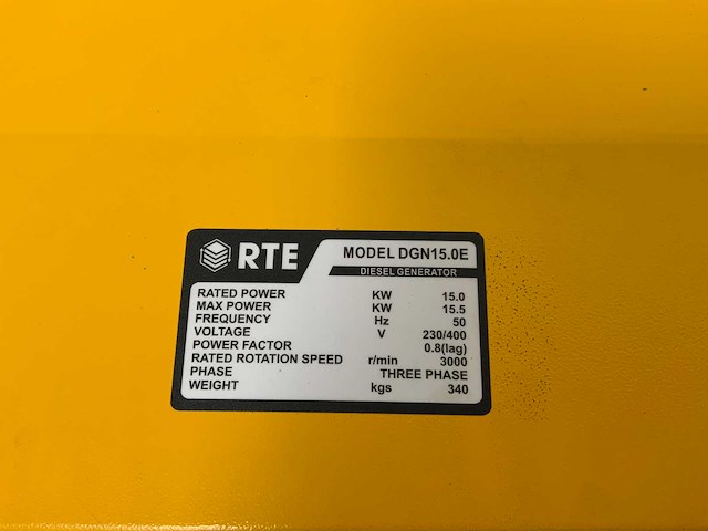 Rte - 2026 - dgn15e - diesel generator 15.0kw - afbeelding 11 van  15