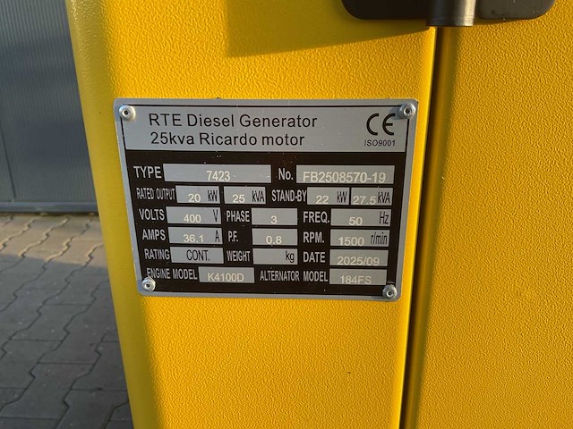 Rte - 25kva 7423 ricardo motor - stroomgenerator/aggregaat - afbeelding 20 van  28