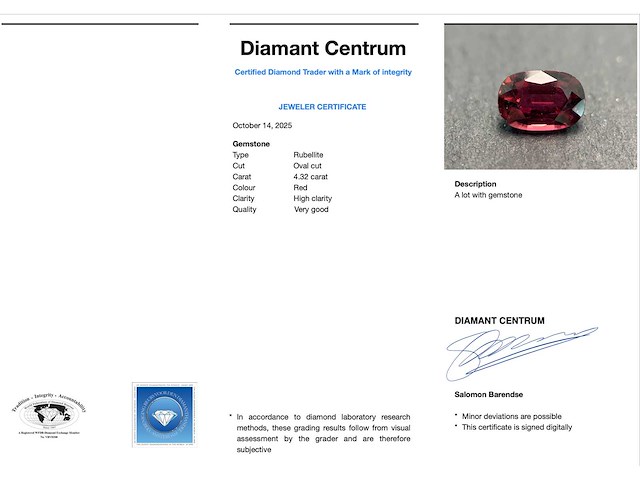 Rubelliet 4.32 carat natuurlijke rubelliet - afbeelding 3 van  4