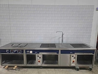 Rubens - professionele elektrische rvs bak/frituurlijn bestaande uit 2x electrische kookplaat en 1x dubbele friteuse