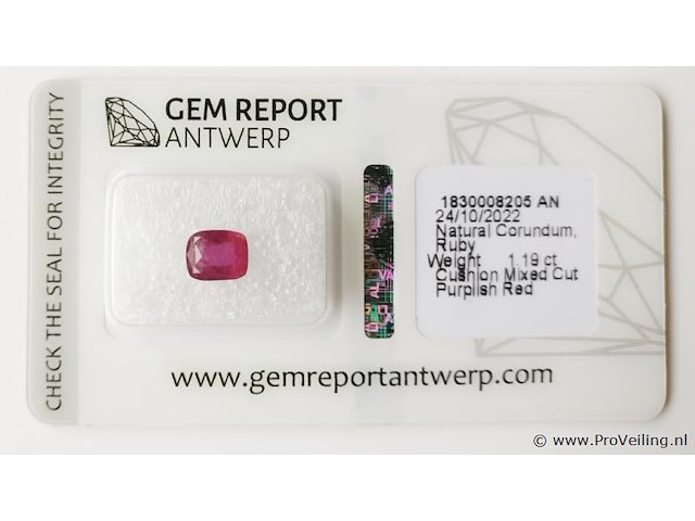 Ruby 1.19ct gra certified - afbeelding 2 van  4