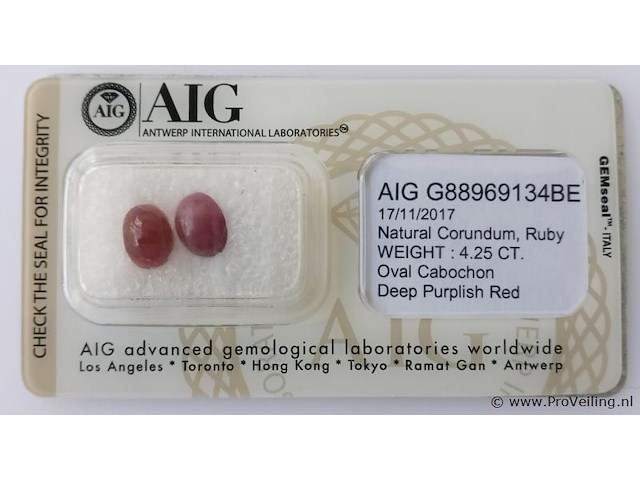 Ruby 4.25ct aig certified - afbeelding 2 van  4