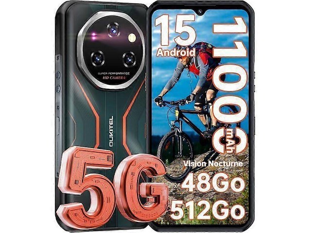 Rugged smartphone oukitel, wp55 12gb/256gb - 5g - 6,6 inch, oranje/zwart - afbeelding 1 van  2