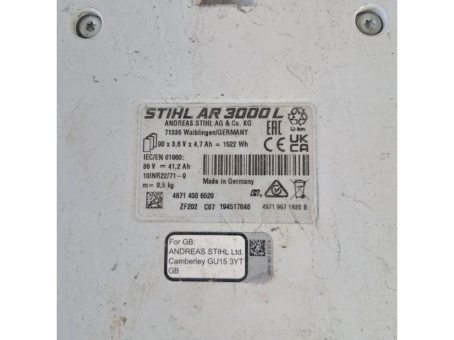 Ruggedragen accu en accu-lader, stihl, ar3000l & al500 - afbeelding 5 van  9