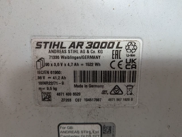 Ruggedragen accu en bladblazer, stihl, ar3000l & bga200 - afbeelding 10 van  23