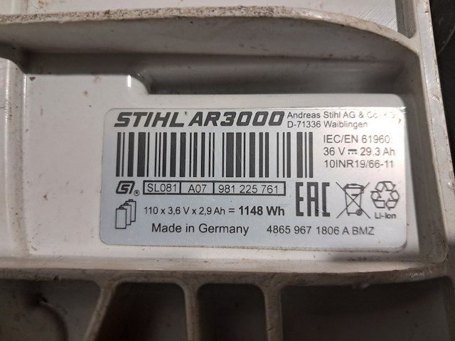 Ruggedragen accu, stihl, ar 3000 l, incl. snellader en harnas - afbeelding 19 van  20