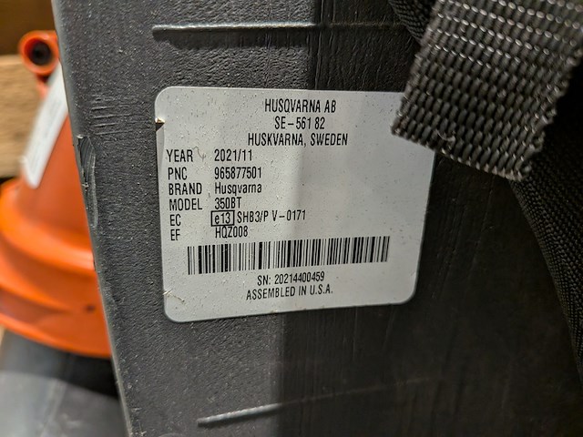 Ruggedragen benzine bladblazer, husqvarna, 350bt, 2021 - afbeelding 6 van  6