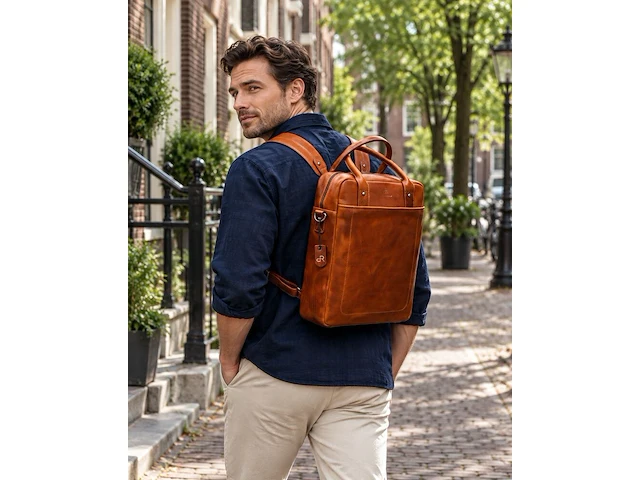 Rugzak dr amsterdam, cognac - afbeelding 5 van  6