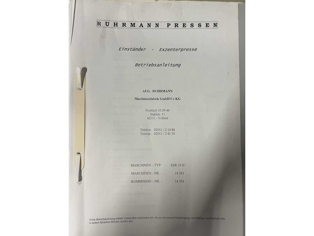 Ruhrmann - esr15h - mechanical press - 2000 - afbeelding 7 van  23