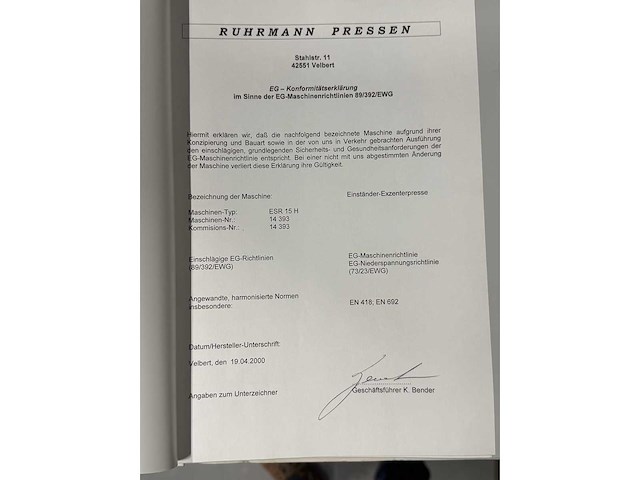 Ruhrmann - esr15h - mechanical press - 2000 - afbeelding 10 van  18