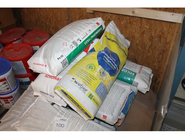 Ruim 25 zakken a 25 kg diverse mortels waaronder voegmortel, thermopal-fs33, zandcement, snelbeton planitop... - afbeelding 5 van  5