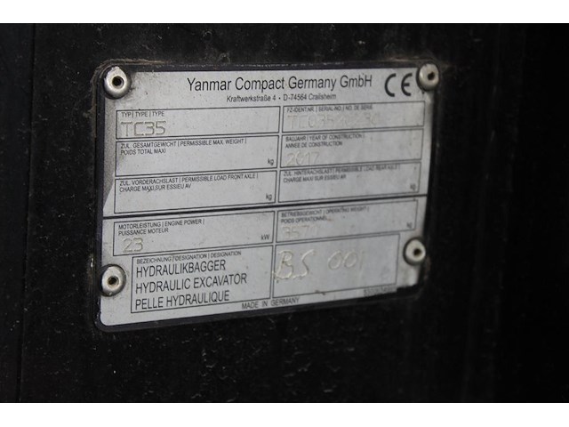 Rupsgraafmachine terex tc35. bouwjaar 2017. urenstand 1003. met drie graaf/sleuvenbakken en set voorzetlepe... onderdeel van combinatiekavel combinatiekavel van rupsgraafmachine en aanhanger. kavels b001 en b002 - afbeelding 10 van  24