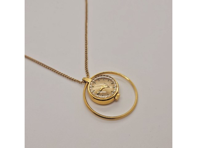 Russisch goldplated mechanisch pendant horloge - afbeelding 1 van  7