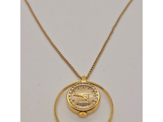 Russisch goldplated mechanisch pendant horloge - afbeelding 4 van  7