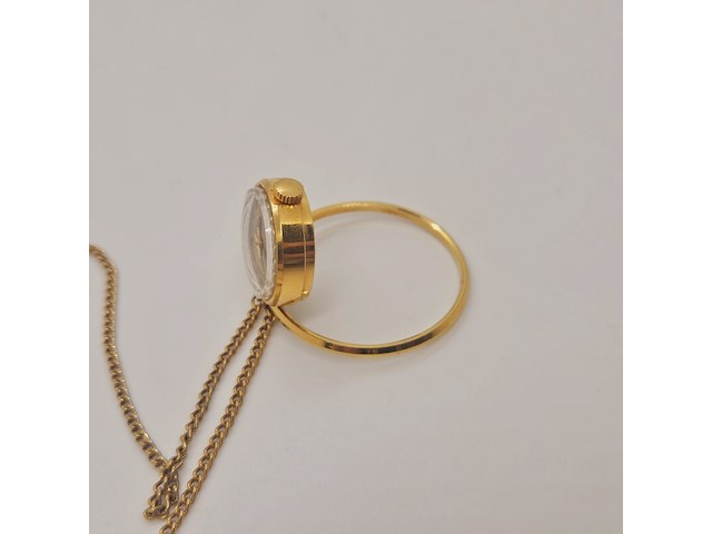 Russisch goldplated mechanisch pendant horloge - afbeelding 6 van  7