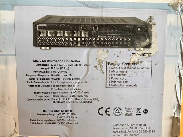 Russound mca-c5 multizone controller versterker - afbeelding 2 van  10