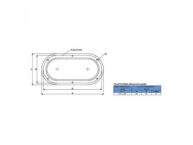 Rutgerson oval portlight stainless steel 403 x 204 mm - a1155-200rf-w - afbeelding 1 van  1