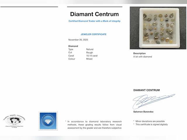 Ruwe diamanten lotje 10.14 ct - afbeelding 3 van  3