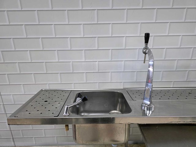 Rvs - lek/tap spoelblad met 2 en 1 punt tapskraan en spoelbak - afbeelding 3 van  9