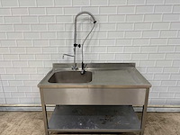 Rvs - spoeltafel met sproeidouche en kraan - afbeelding 1 van  3