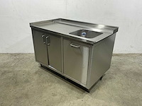 Rvs aanvoertafel met spoelbak - afbeelding 1 van  2