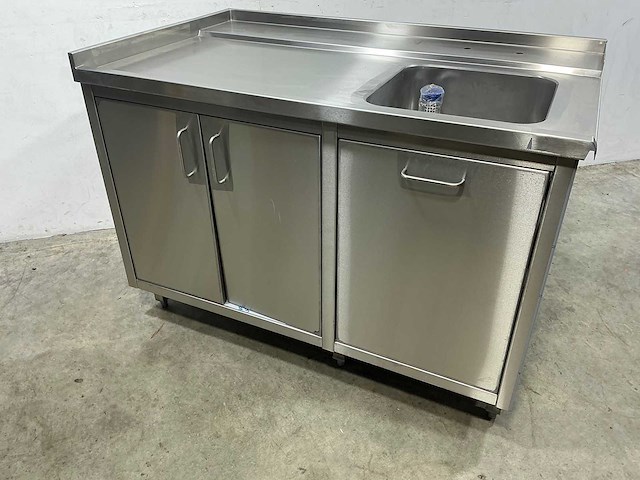 Rvs aanvoertafel met spoelbak - afbeelding 2 van  2