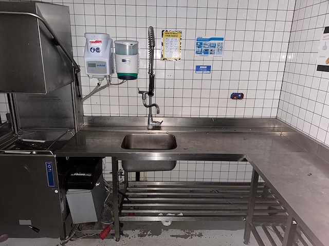 Rvs afvoertafel met spoelbak - afbeelding 3 van  6
