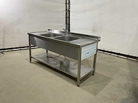 Rvs dubbele spoelbak met kraan - afbeelding 1 van  8