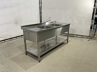 Rvs dubbele spoelbak met kraan - afbeelding 2 van  8