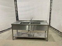 Rvs dubbele spoelbak met kraan - afbeelding 3 van  8