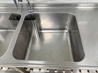 Rvs dubbele spoeltafel met douchekraan en onderschap - afbeelding 4 van  9