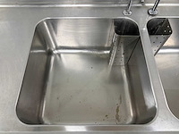 Rvs dubbele spoeltafel met douchekraan en onderschap - afbeelding 6 van  9