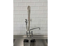 Rvs dubbele spoeltafel met douchekraan en onderschap - afbeelding 7 van  9