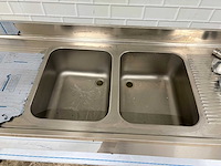 Rvs dubbele spoeltafel met onderschap - afbeelding 4 van  7