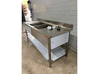 Rvs dubbele spoeltafel met onderschap - afbeelding 7 van  7